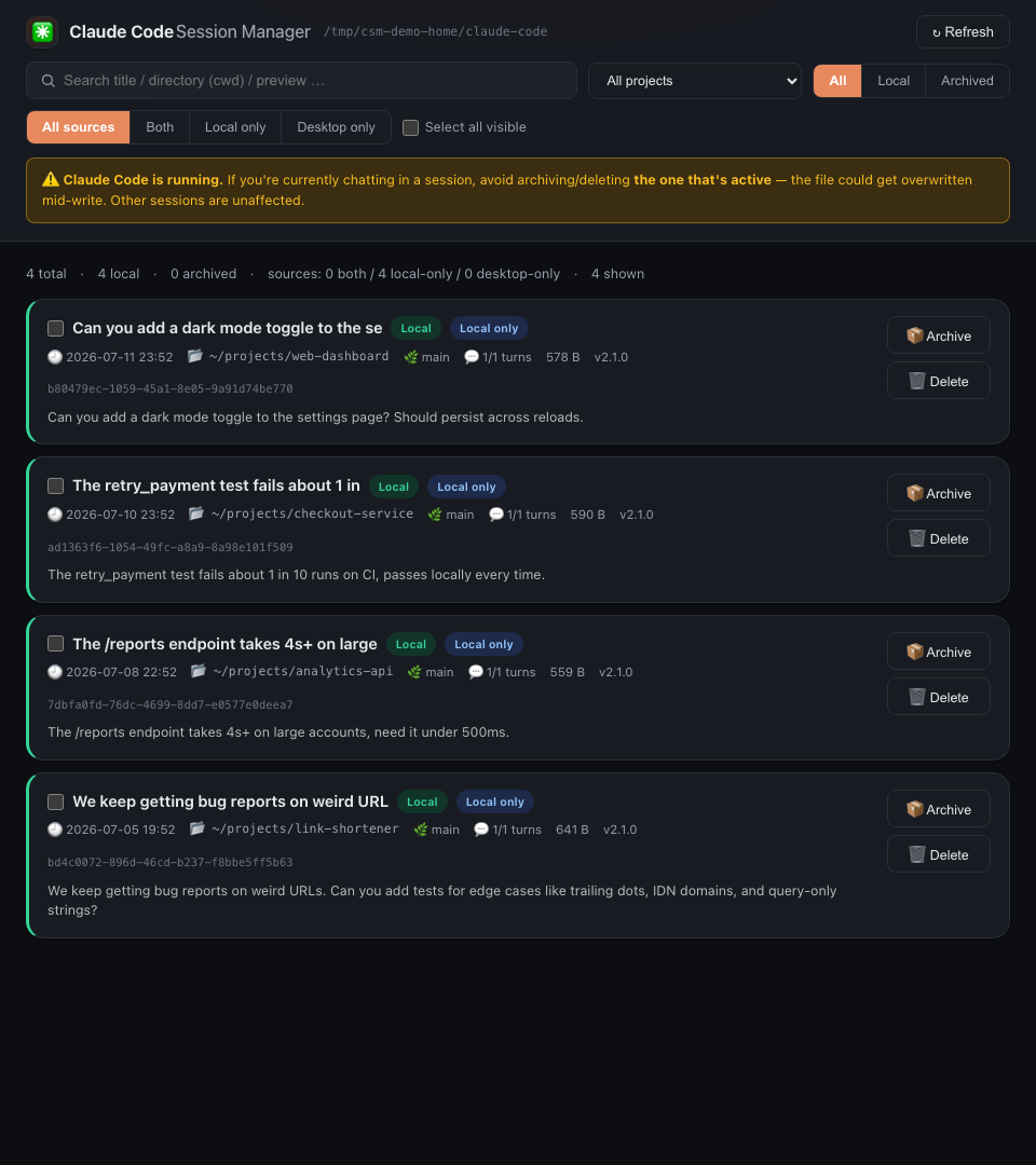 Claude Code Session Manager