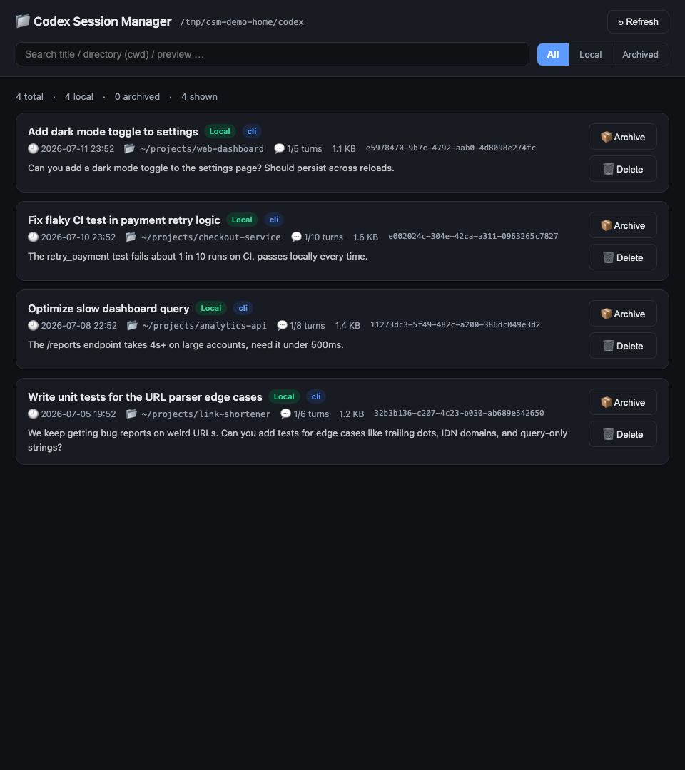 Codex Session Manager